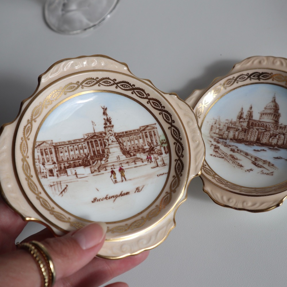 Paragon Vintage Bone China London Pride Festival of Britain Scenic Dishes 2 Set